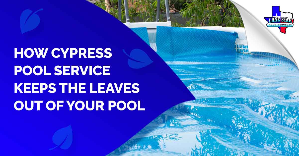 Image of a pool covered with solar film in the evening, featuring Lonestar Pool Services and highlighting how Cypress pool service helps keep leaves out of your pool.